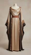 Silk Evening Dress with Draped Back