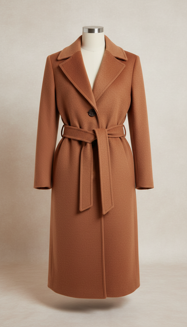 Tailored Wool Coat with Sculpted Lapel